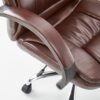 KRZESŁO BIUROWE Relax, ciemno brązowe obicie z eko skóry, srebrna metalowa podstawa, nowoczesny styl, wyrafinowane