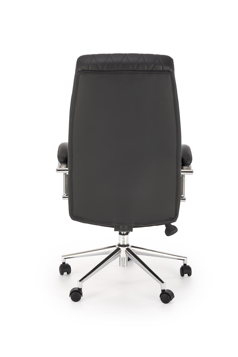 KRZESŁO BIUROWE Romano z podłokietnikami, czarna eko skóra z eleganckimi przeszyciami, obrotowe, nowoczesny styl, premium