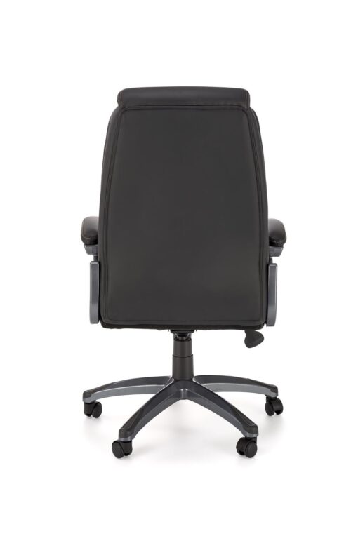 KRZESŁO BIUROWE Steven z podłokietnikami, czarna eko skóry z popielatą tkaniną, eleganckie przeszycia, nowoczesny styl, do biura