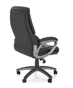 KRZESŁO BIUROWE Steven z podłokietnikami, czarna eko skóry z popielatą tkaniną, eleganckie przeszycia, nowoczesny styl, piękne