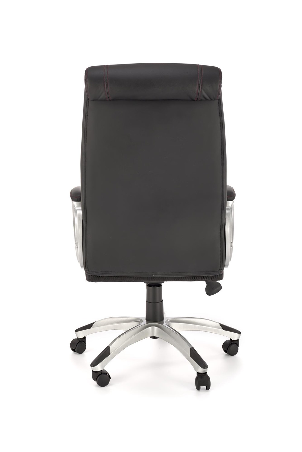 KRZESŁO BIUROWE Thomas z podłokietnikami, czarna tapicerka z eko skóry, eleganckie przesycia, nowoczesny styl, do biurka