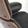 KRZESŁO BIUROWE Weber w nowoczesnym, designerskim stylu, czarna eko skóra, orzechowy tył, ekskluzywne