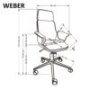 KRZESŁO BIUROWE Weber w nowoczesnym, designerskim stylu, czarna eko skóra, orzechowy tył, wymiary