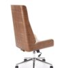 KRZESŁO BIUROWE Webster z beżową tapicerką z eko skóry i orzechowym tyłem, designerski styl, piękna