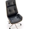 KRZESŁO BIUROWE Webster z czarną tapicerką z eko skóry i orzechowym tyłem, designerski styl, eleganckie