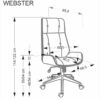 KRZESŁO BIUROWE Webster z czarną tapicerką z eko skóry i orzechowym tyłem, designerski styl, wymiary