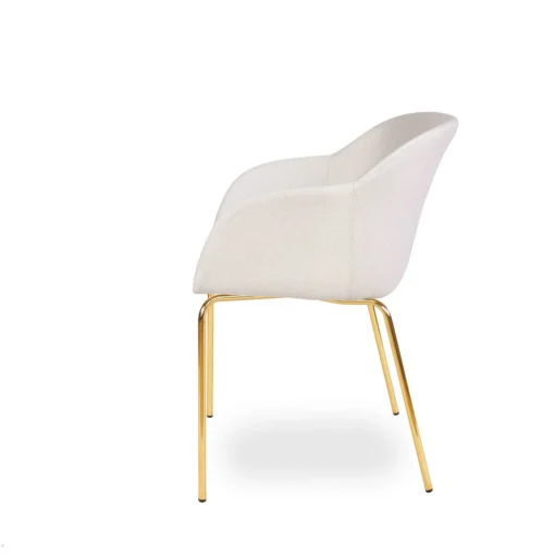 KRZESŁO Shell, beżowa tapicerka, złote chromowane nogi, designerski, nowoczesny styl, ekskluzywne