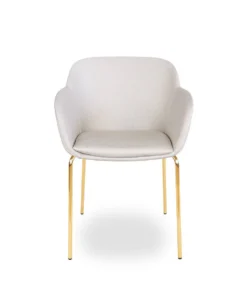 KRZESŁO Shell, beżowa tapicerka, złote chromowane nogi, designerski, nowoczesny styl, piękne
