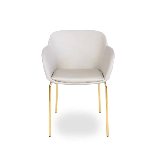 KRZESŁO Shell, beżowa tapicerka, złote chromowane nogi, designerski, nowoczesny styl, piękne