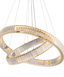 LAMPA WISZĄCA Spark kryształowa, okrągła, złote detale, nowoczesny styl glamour, ekskluzywna