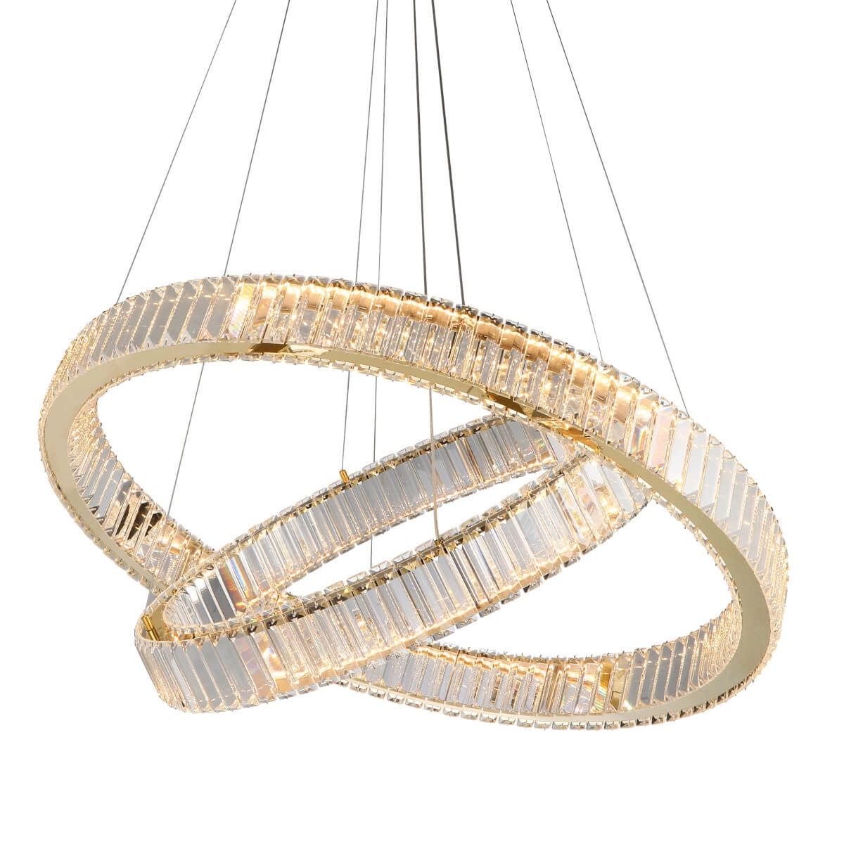 LAMPA WISZĄCA Spark kryształowa, okrągła, złote detale, nowoczesny styl glamour, ekskluzywna