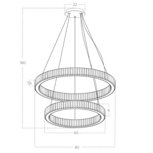 LAMPA WISZĄCA Spark kryształowa, okrągła, złote detale, nowoczesny styl glamour, wymiary