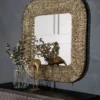 LUSTRO ŚCIENNE Macrabe włoskie, złota designerska rama, najwyższa jakość, premium, 100x100 cm