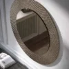 LUSTRO ŚCIENNE Pitti okrągłe, rama w geometryczne wzory, włoskie wykonanie, elegancki styl, piękne