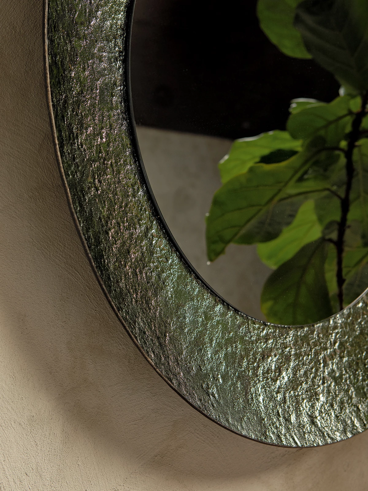 LUSTRO ŚCIENNE okrągłe, włoskie wykonanie, rama z młotkowanego szkła, premium jakość, nowoczesne LUSTRO ŚCIENNE okrągłe, włoskie wykonanie, rama z młotkowanego szkła, premium jakość, nowoczesne