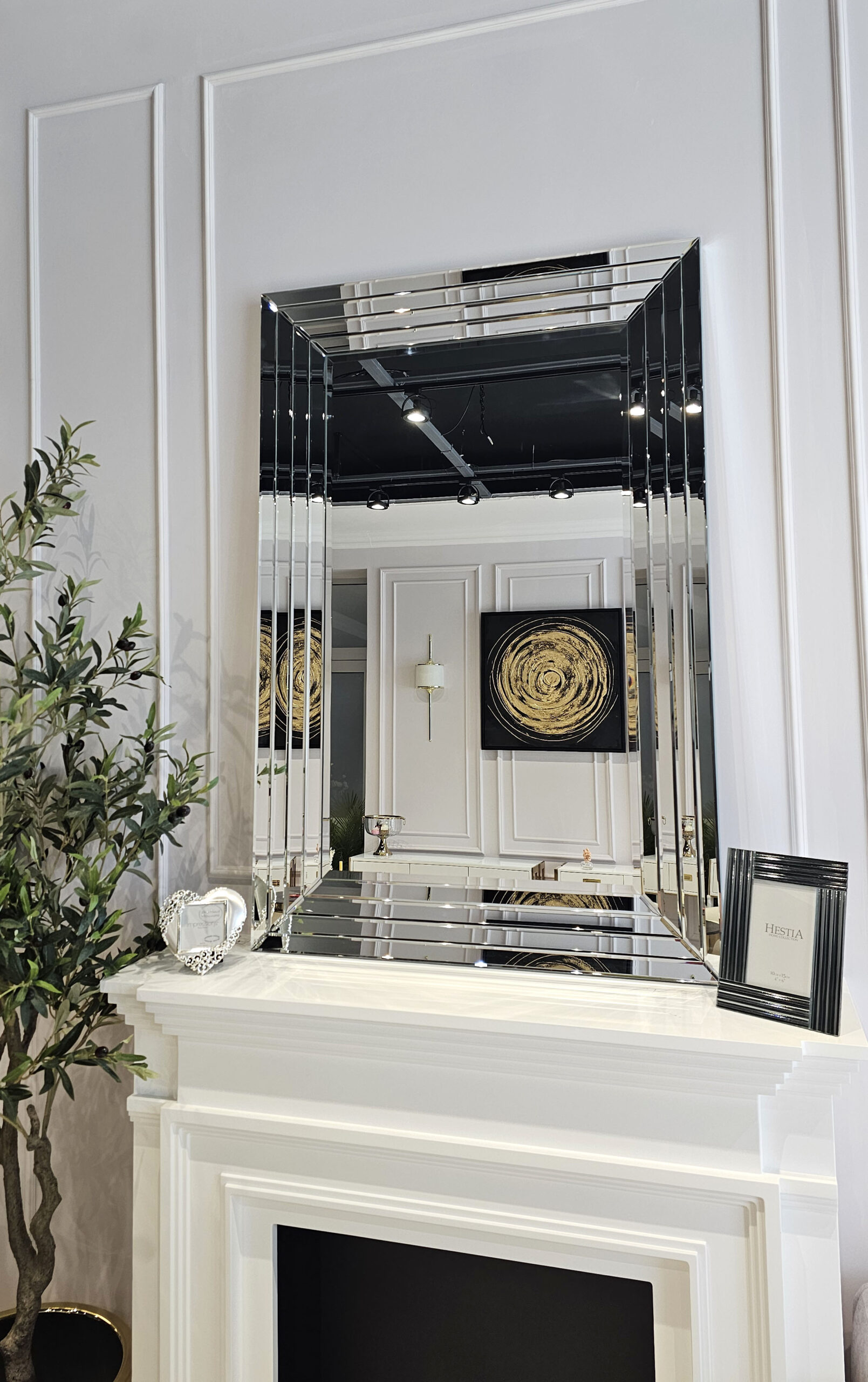 LUSTRO ŚCIENNE prostokątne, w całości lustrzane, fazowana rama, nowoczesny styl, piękne