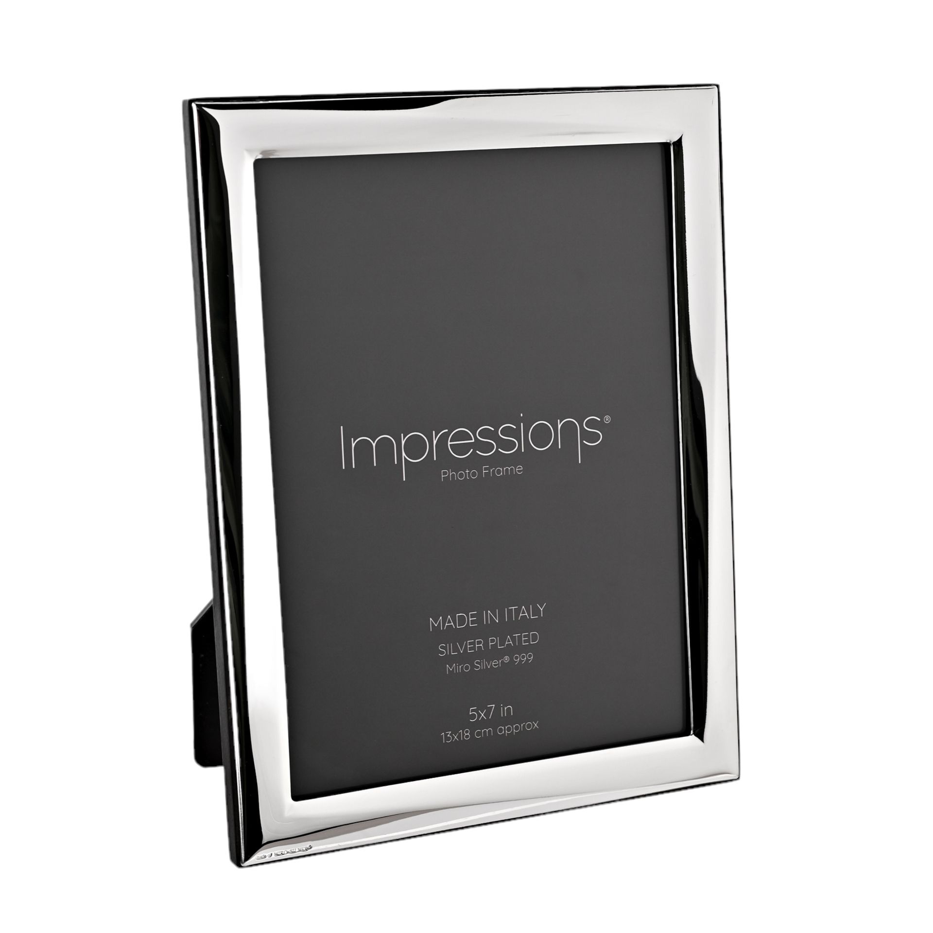 RAMKA NA ZDJĘCIE srebrna, błyszcząca obwódka, drewniany tył, włoska produkcja, nowoczesny styl 5x7