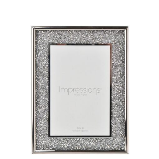 RAMKA NA ZDJĘCIE srebrna, błyszcząca obwódka, olśniewająca, elegancki styl 4x6