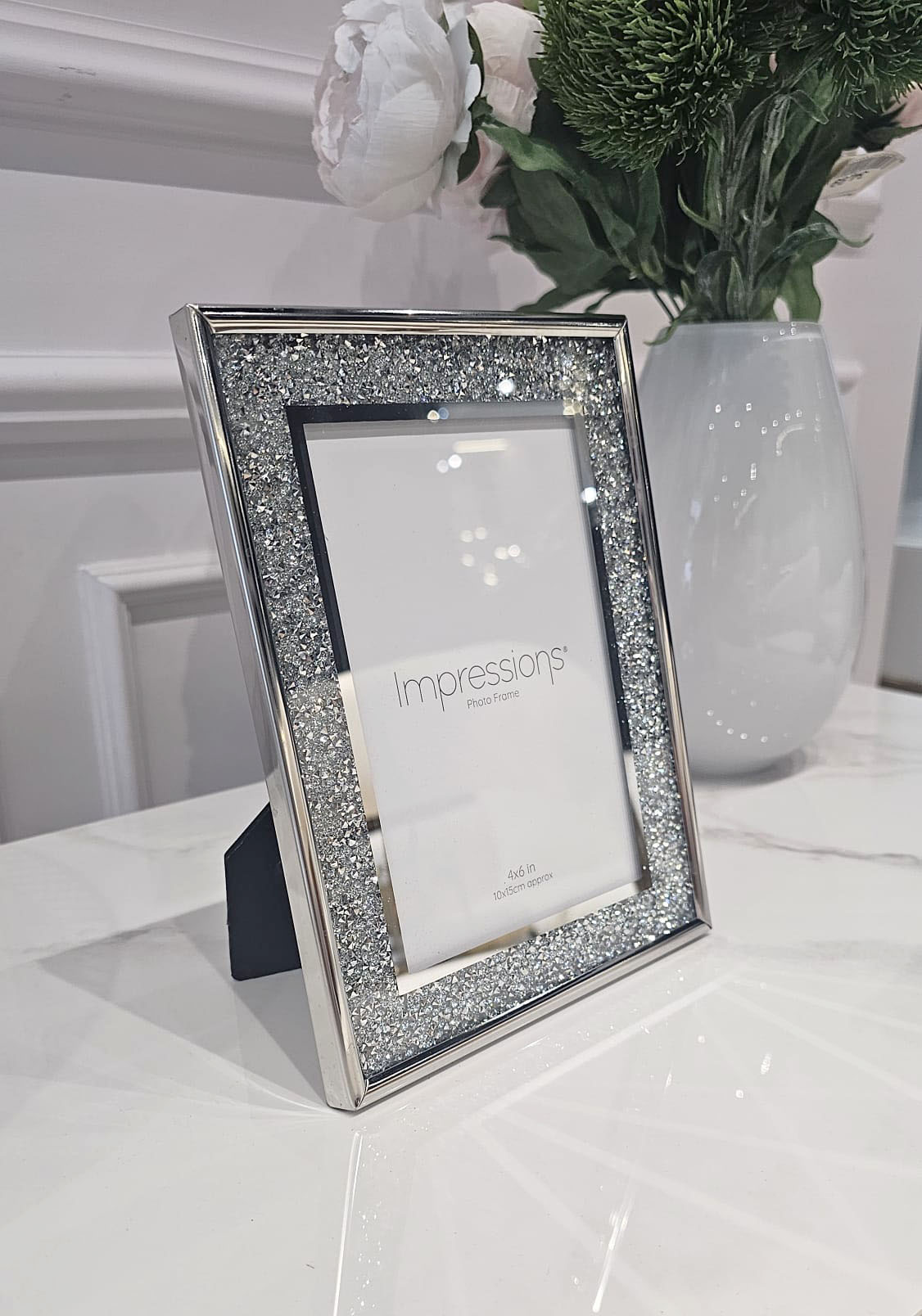 RAMKA NA ZDJĘCIE srebrna, błyszcząca obwódka, olśniewająca, elegancki styl