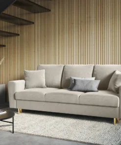 SOFA Kyoto z funkcją spania, beżowa tapicerka, złote metalowe nogi, nowoczesny styl-1