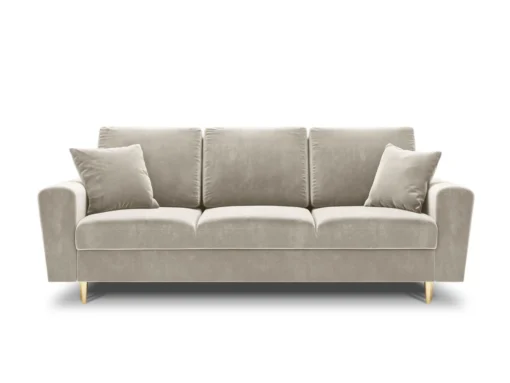 SOFA Kyoto z funkcją spania, beżowa tapicerka, złote metalowe nogi, nowoczesny styl-2