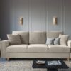 SOFA Kyoto z funkcją spania, beżowa tapicerka, złote metalowe nogi, nowoczesny styl-3