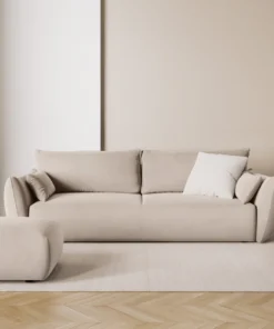 SOFA Matera z funkcją spania, beżowa tapicerka, zaoblone kształty, designerski styl-1