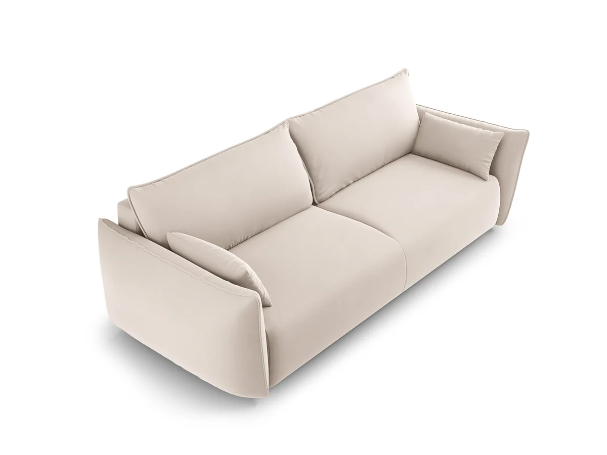 SOFA Matera z funkcją spania, beżowa tapicerka, zaoblone kształty, designerski styl-3