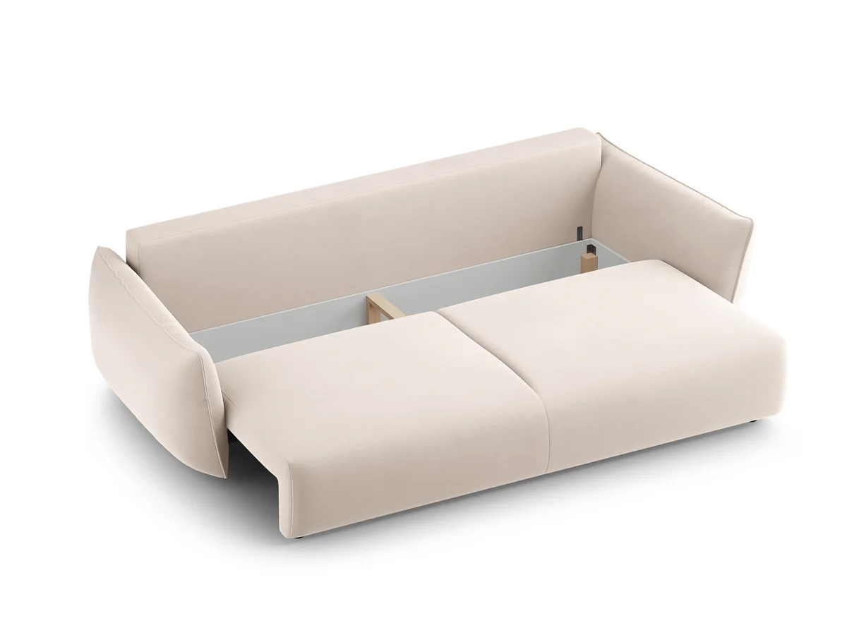 SOFA Matera z funkcją spania, beżowa tapicerka, zaoblone kształty, designerski styl-4