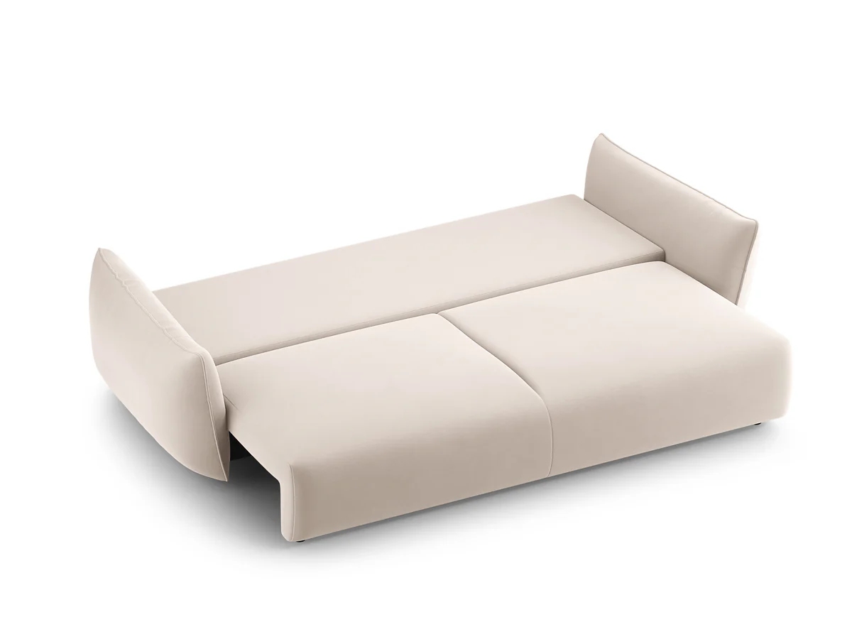 SOFA Matera z funkcją spania, beżowa tapicerka, zaoblone kształty, designerski styl-5