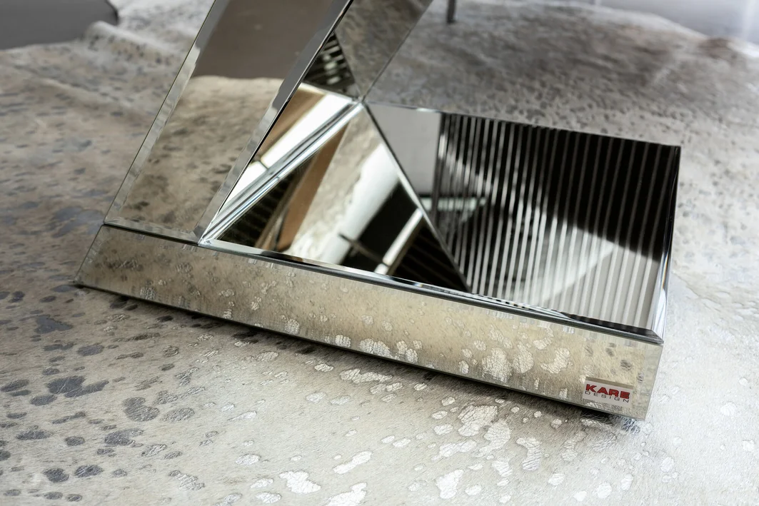 STOLIK POMOCNICZY Luxury lustrzany, w kształcie litery Z, styl glamour-2