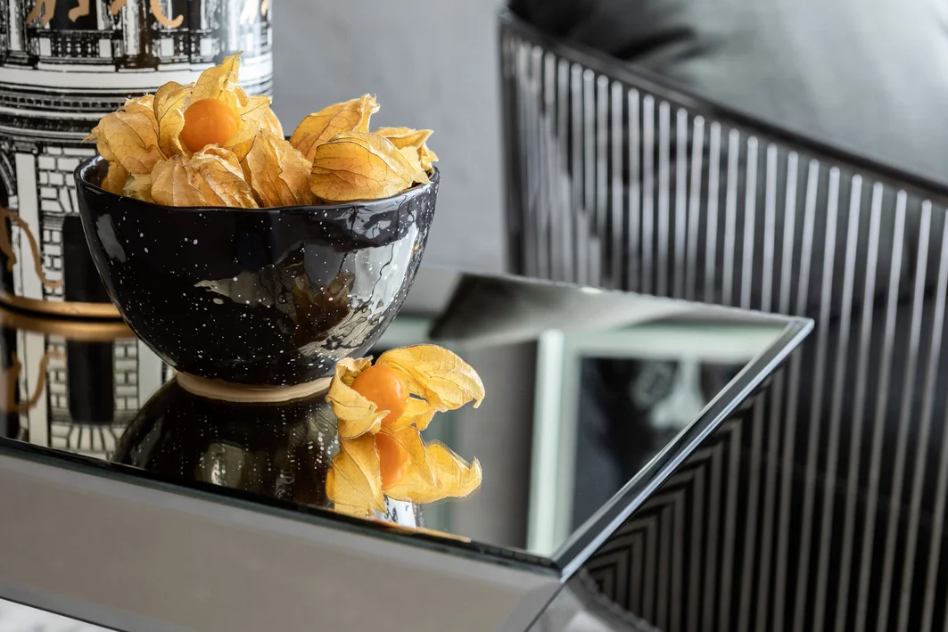 STOLIK POMOCNICZY Luxury lustrzany, w kształcie litery Z, styl glamour-4