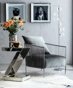 STOLIK POMOCNICZY Luxury lustrzany, w kształcie litery Z, styl glamour, piękny