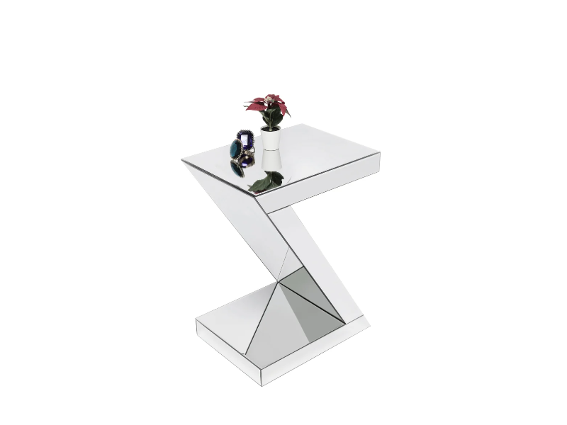 STOLIK POMOCNICZY Luxury lustrzany, w kształcie litery Z, styl glamour