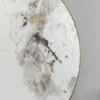 STOLIK POMOCNICZY z brązową podstawą, biały ceramiczny blat, złote stalowe dodatki, nowoczesny styl 50 cm, ekskluzywny
