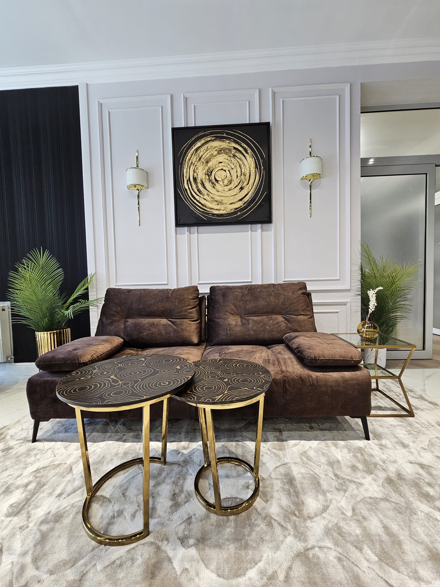 Sofa Torre, brązowa, ciemna, dobra tkanina welurowa, wyprzedaż, niska cena