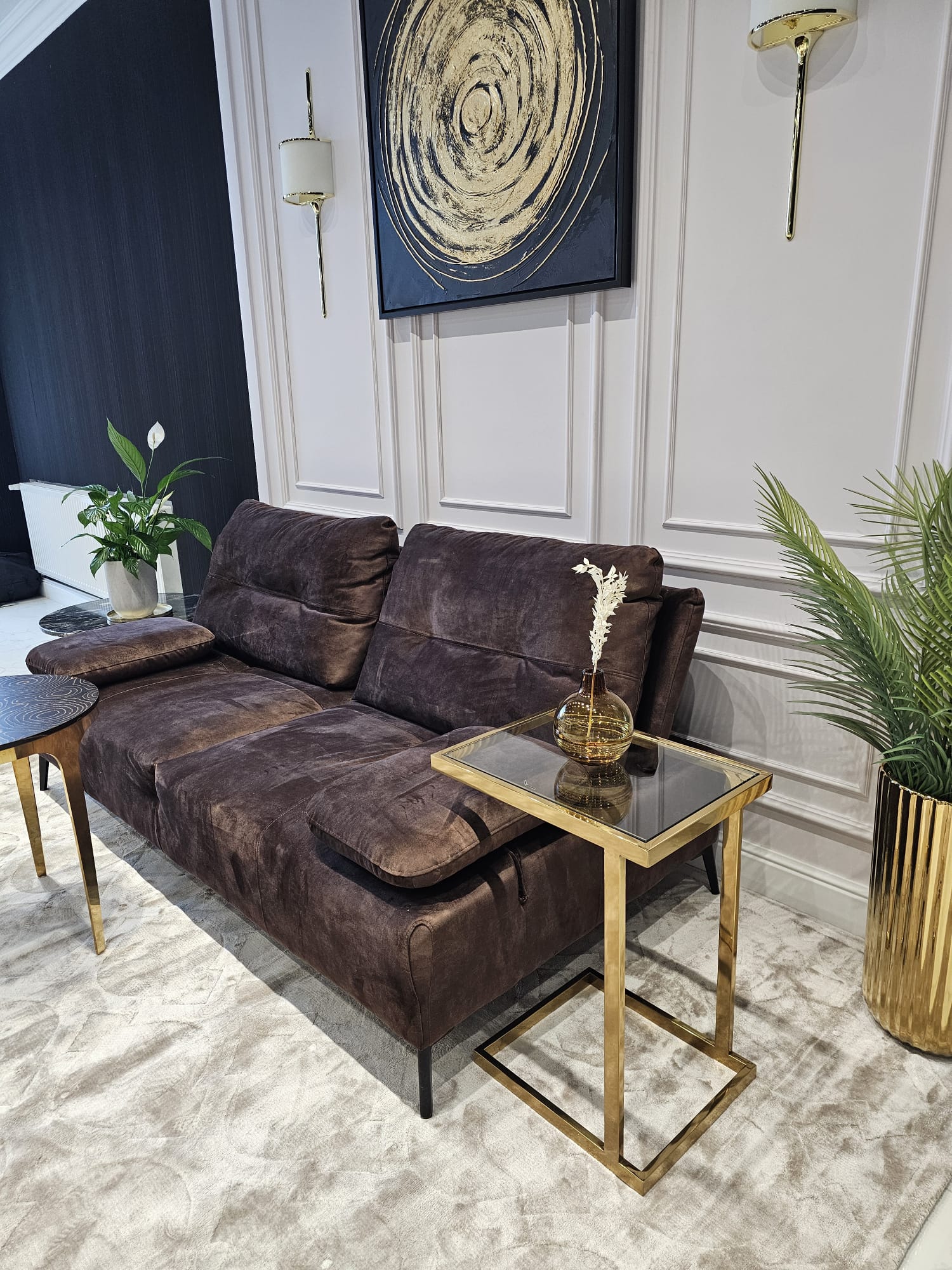 Sofa Torre, brązowa, ciemna, dobra tkanina welurowa, wyprzedaż, piękna Sofa Torre, brązowa, ciemna, dobra tkanina welurowa, wyprzedaż, wygodna