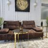 Sofa Torre, brązowa, ciemna, dobra tkanina welurowa, wyprzedaż, niska cena