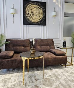 Sofa Torre, brązowa, ciemna, dobra tkanina welurowa, wyprzedaż, niska cena