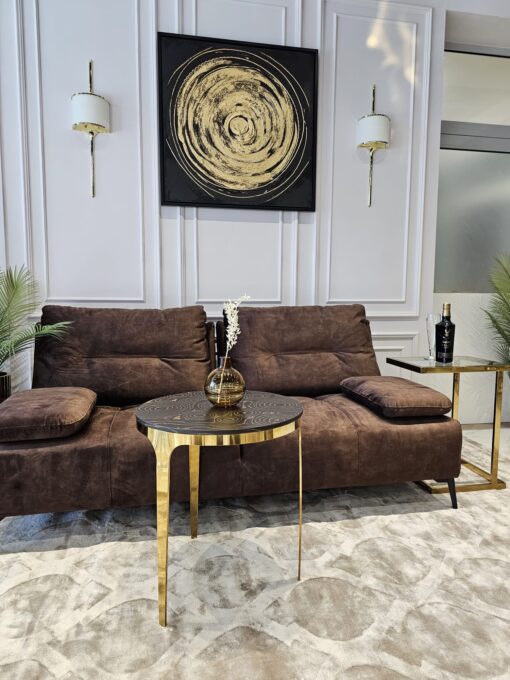 Sofa Torre, brązowa, ciemna, dobra tkanina welurowa, wyprzedaż, niska cena