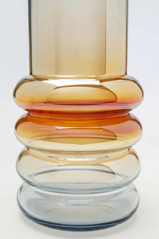 WAZON szklany okrągły, ręcznie wykonany, bursztynowo-niebieska kolorystyka, nowoczesny styl, ekskluzywny