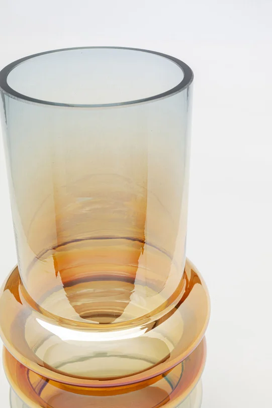 WAZON szklany okrągły, ręcznie wykonany, bursztynowo-niebieska kolorystyka, nowoczesny styl, piękny