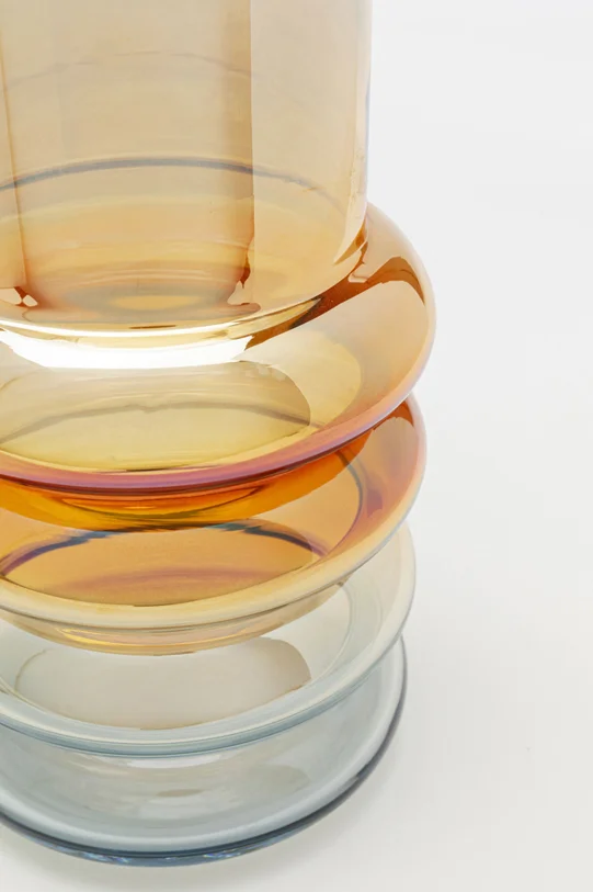 WAZON szklany okrągły, ręcznie wykonany, bursztynowo-niebieska kolorystyka, nowoczesny styl, wyjątkowy