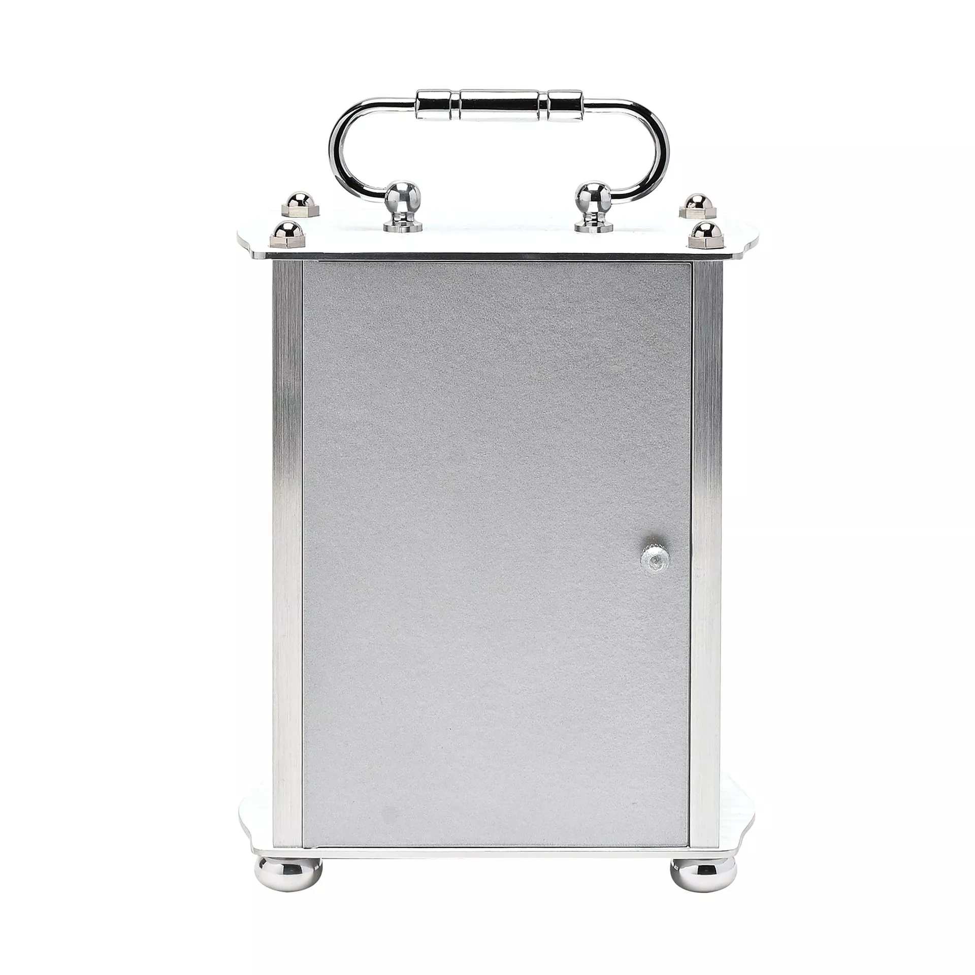 ZEGAR STOJĄCY prostokątny, srebrny metalowy korpus z uchwytem, biała tarcz, klasyczny styl, wyjątkowy ZEGAR STOJĄCY prostokątny, srebrny metalowy korpus z uchwytem, biała tarcz, klasyczny styl, wyjątkowy