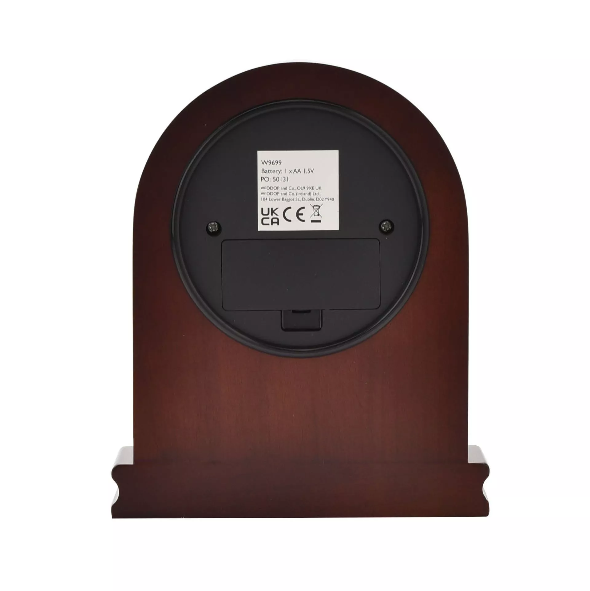 ZEGAR STOJĄCY z drewna orzechowego, brązowe wykończenie, arabska tarcz w srebrnej ramce, klasyczny styl, piękny