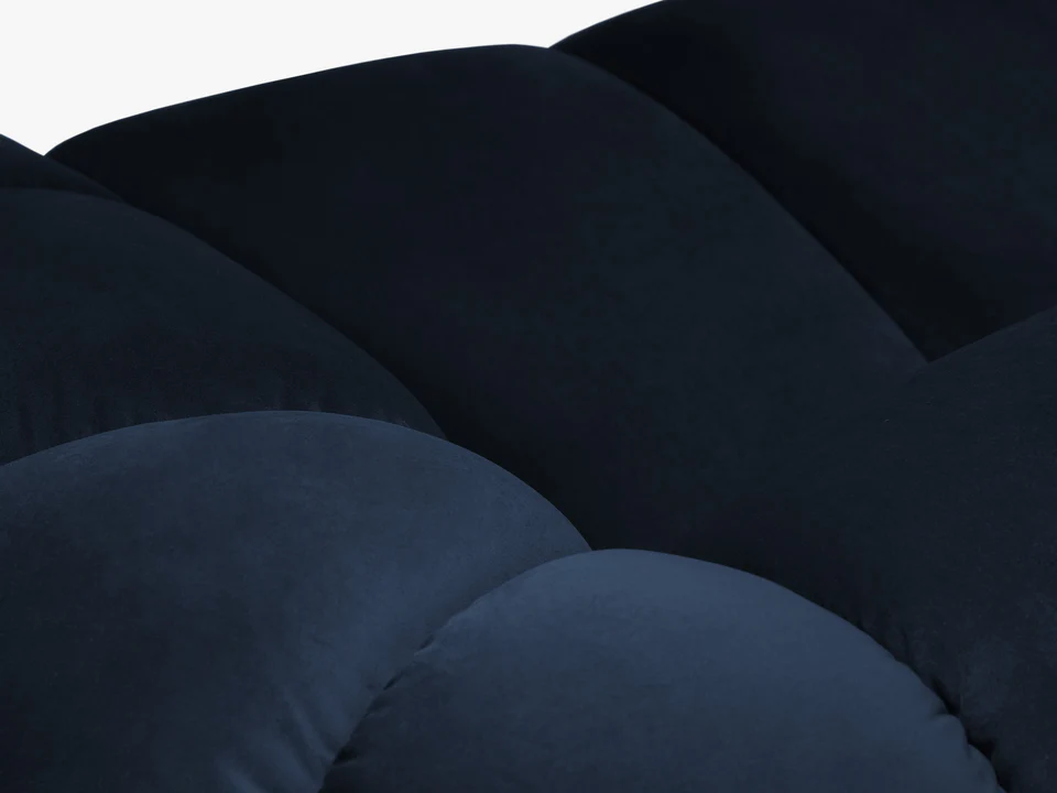 NAROŻNIK 4-osobowy Diana z designerskimi, zaoblonymi kształtami i przeszyciami, ciemnoniebieska tkanina, możliwość wyboru strony, ekskluzywny NAROŻNIK 4-osobowy Diana z designerskimi, zaoblonymi kształtami i przeszyciami, ciemnoniebieska tkanina, możliwość wyboru strony, ekskluzywny