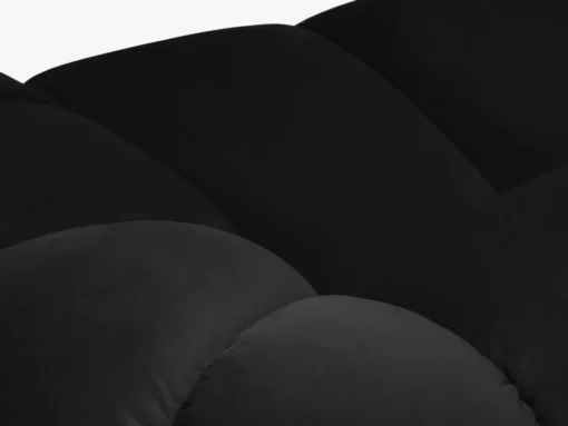NAROŻNIK 4-osobowy Diana z designerskimi, zaoblonymi kształtami i przeszyciami, czarna tkanina, możliwość wyboru strony, premium