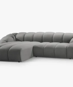 NAROŻNIK 4-osobowy Diana z designerskimi, zaoblonymi kształtami i przeszyciami, szara tkanina, możliwość wyboru strony, piękny