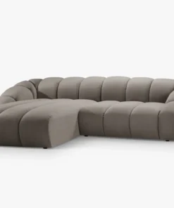 NAROŻNIK 4-osobowy Diana z designerskimi, zaoblonymi kształtami i przeszyciami, szarobrązowa tkanina, możliwość wyboru strony, piękny