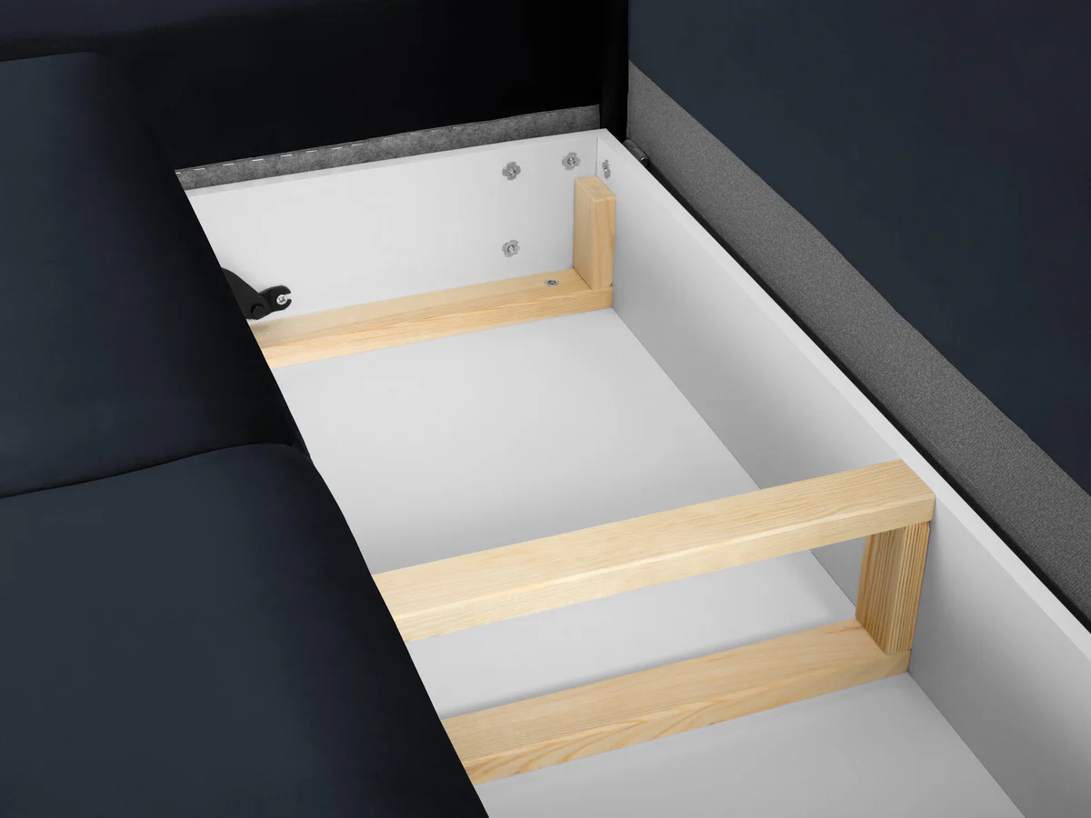 NAROŻNIK 5-osobowy Kyoto na metalowych nogach, aksamitna ciemnoniebieska tapicerka, nowoczesny styl, elegancki NAROŻNIK 5-osobowy Kyoto na metalowych nogach, aksamitna ciemnoniebieska tapicerka, nowoczesny styl, elegancki